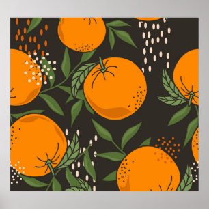 Handgezeichnet Orangen, farbenfroher Vintager Hint Poster