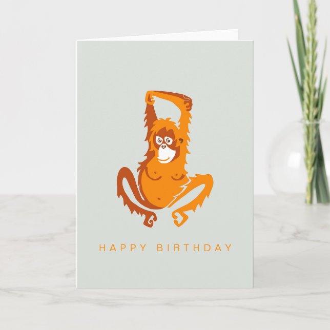Handgezeichnet - ORANGUTAN - Wildtiere - Natur- Pr Karte (Vorderseite)