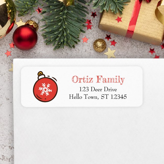Handgezeichnet Ornament, Weihnachtsschild (Christmas Ornament Address Label)