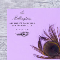 Handgezeichnet Peacock Feather Name & Rücksendeadr