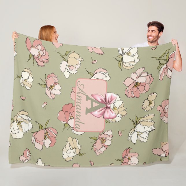 HandGezeichnet Peony Pattern Fleece Blanket (Beispiel)