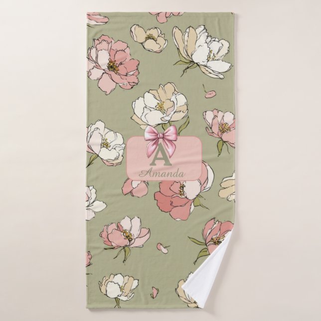 HandGezeichnet Peony Pattern Handtuch Badehandtuch (Badehandtuch)