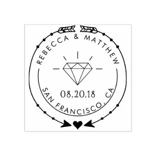 Handgezeichnet Pfeile Herz & Diamant Hochzeit Gummistempel