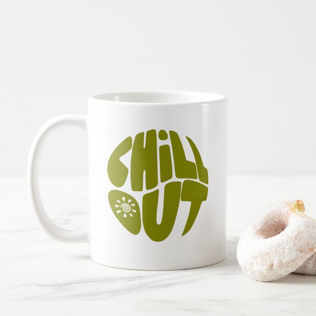 Handgezeichnet Phrase in Kugelform Kaffeetasse (Mit Donut)