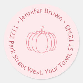 HandGezeichnet Pink Pumpkin Baby Dusche Rücksendea Runder Aufkleber