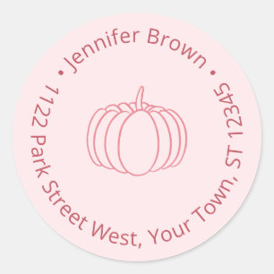 HandGezeichnet Pink Pumpkin Baby Dusche Rücksendea Runder Aufkleber