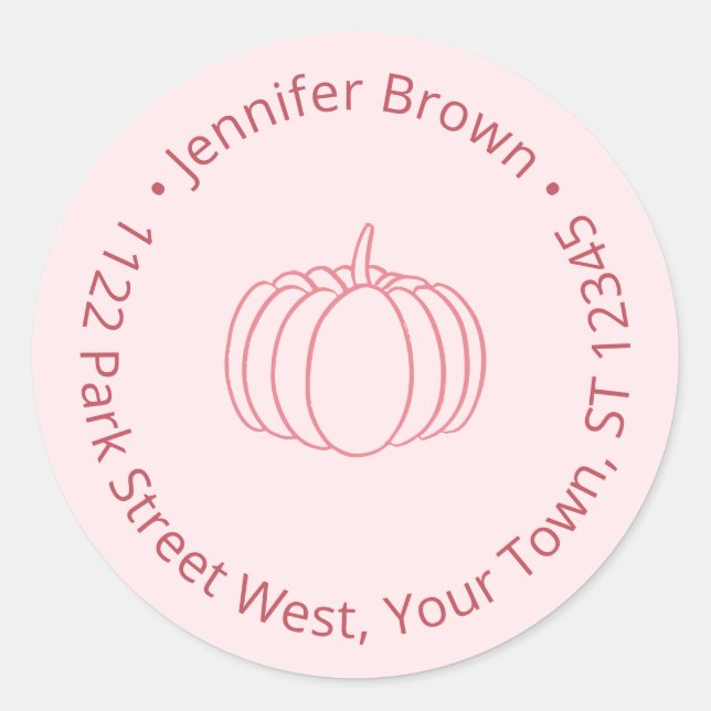 HandGezeichnet Pink Pumpkin Baby Dusche Rücksendea Runder Aufkleber (Vorderseite)