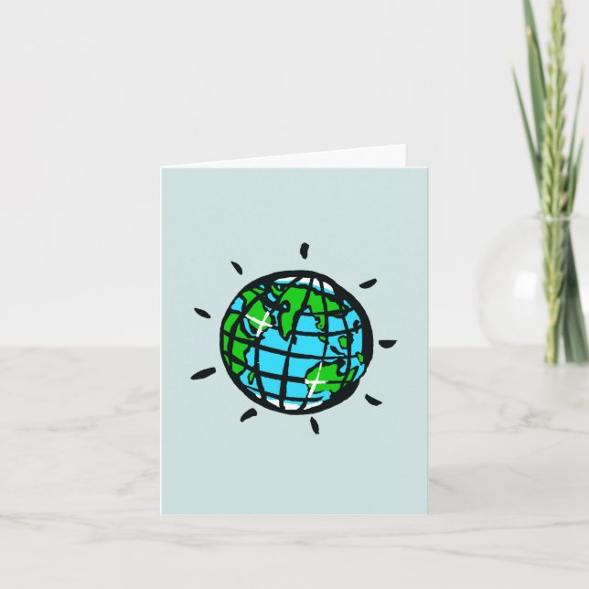 Handgezeichnet - Planet EARTH - Erhaltung - Aqua Karte (Vorderseite)
