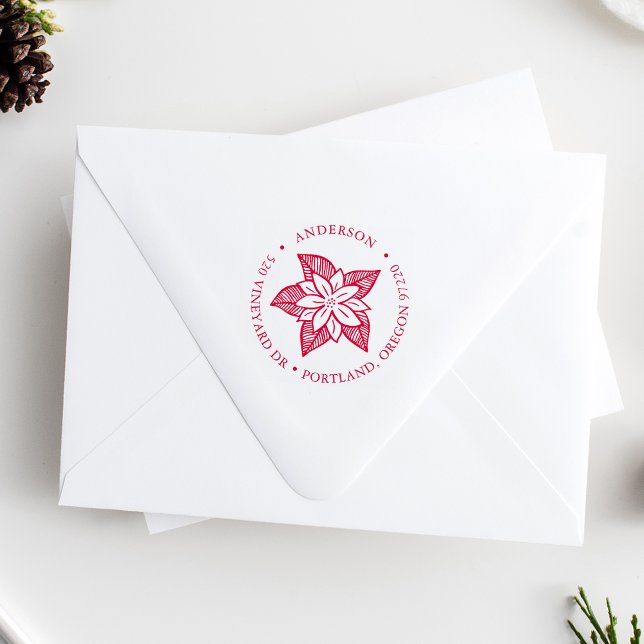HandGezeichnet Poinsettia-Rücksendeadresse Permastempel (Von Creator hochgeladen)
