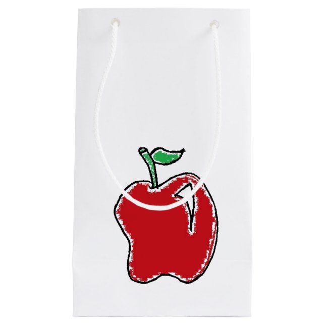 Handgezeichnet Red Apple Fruit Cartoon Kleine Geschenktüte (Vorderseite)