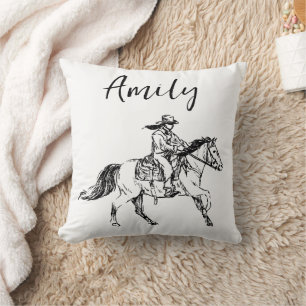 HandGezeichnet Reittier mit Individuelle Name Kissen