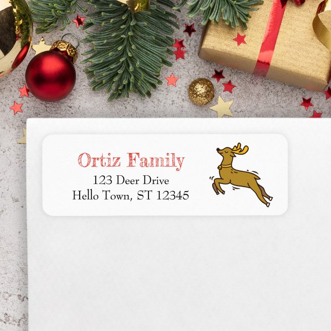 Handgezeichnet Rentier, Weihnachten (Reindeer Address Label for Christmas Cards)