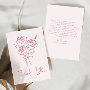 HandGezeichnet Rosa Bouquet Brautparty Dankeskarte