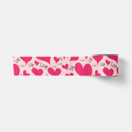 Handgezeichnet Rosa Herz Liebe Satin Ribbon Satinband