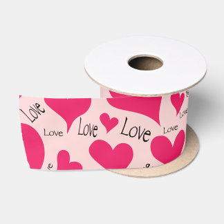 Handgezeichnet Rosa Herz Liebe Satin Ribbon Satinband