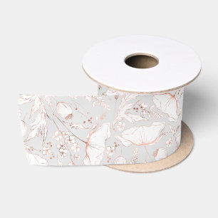 Handgezeichnet Rosa Wildblumen Elegant Satinband