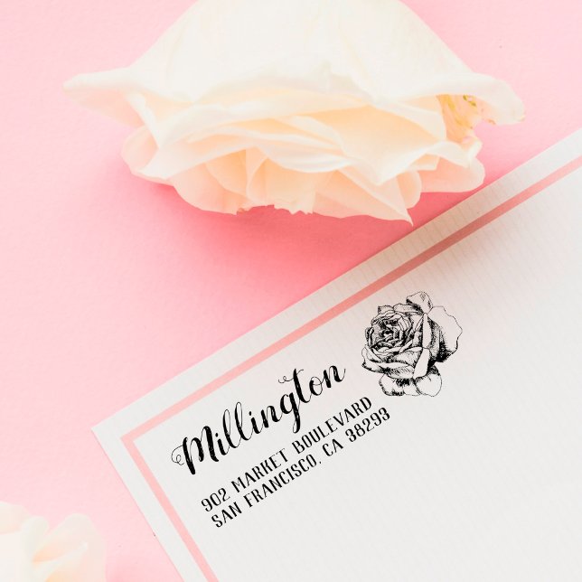 Handgezeichnet Rose Name Skriptfamilie Rücksendead Gummistempel (Von Creator hochgeladen)