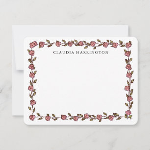 HandGezeichnet Rose Personalisiert florale botanis Mitteilungskarte