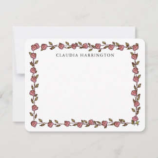 HandGezeichnet Rose Personalisiert florale botanis Mitteilungskarte