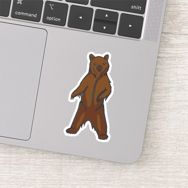 Handgezeichnet Rustikaler Braunbär Aufkleber (Detail)