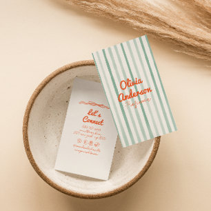 Handgezeichnet Schriftgrüne Orange Whimsy Boho Uni Visitenkarte