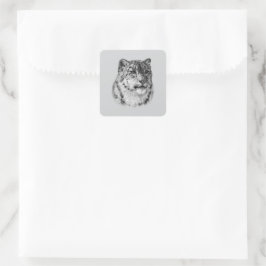 HandGezeichnet Snow Leopard Quadratischer Aufkleber