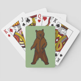Handgezeichnet Stehender brauner Grizzly Bär Spielkarten
