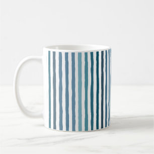 Handgezeichnet Streifen in Meeresblau-inspiriert F Kaffeetasse