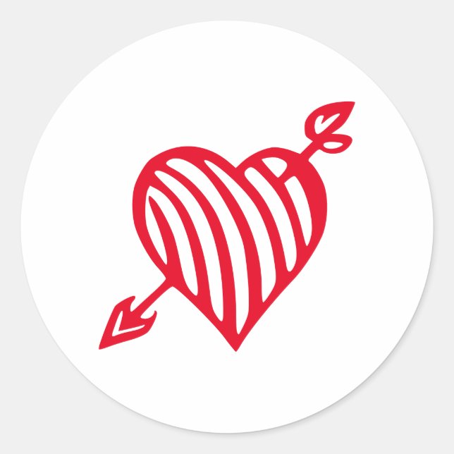 HandGezeichnet Strippenherz mit Arrow-Design Runder Aufkleber (Vorderseite)