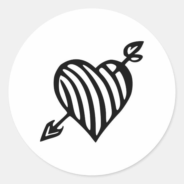 HandGezeichnet Strippenherz mit Arrow-Design Runder Aufkleber (Vorderseite)
