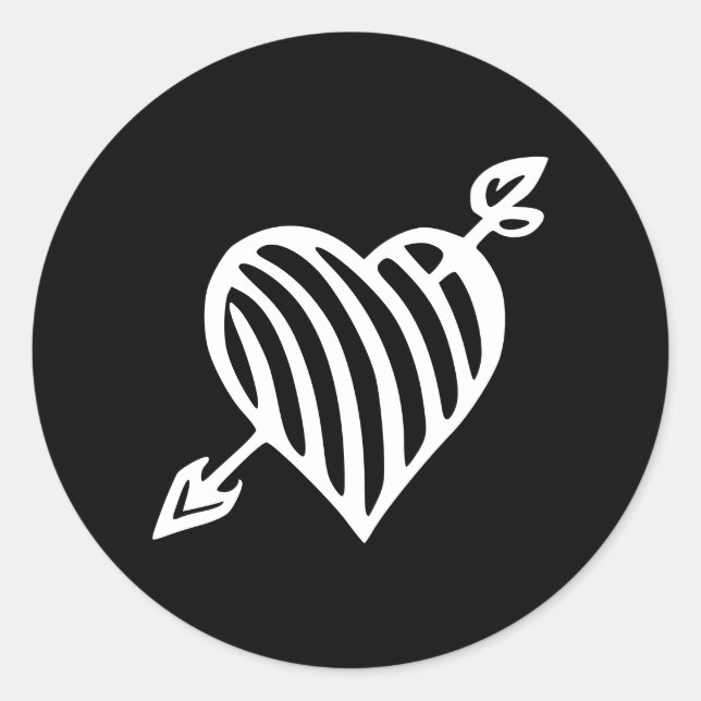HandGezeichnet Strippenherz mit Arrow-Design Runder Aufkleber (Vorderseite)