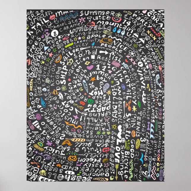Handgezeichnet Tafel mit Sommerthema Lettern Poster (Vorne)