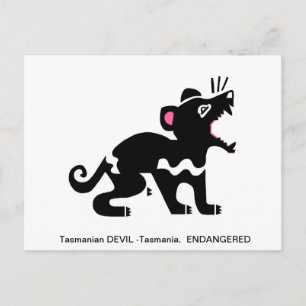 Handgezeichnet - Tasmanischer DEVIL - Wildtiere - Postkarte