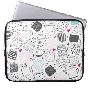 Handgezeichnet Tasse Muster, nahtlos gestaltet. Laptopschutzhülle