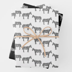 HandGezeichnet Tinte Zebra Safari Zoo Tierwelt Geschenkpapier Set