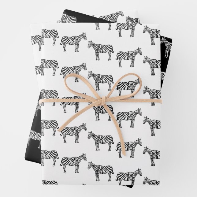 HandGezeichnet Tinte Zebra Safari Zoo Tierwelt Geschenkpapier Set (Beispiel)