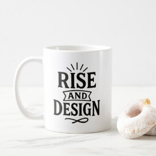 Handgezeichnet Typografie Vintager Aufstieg und De Kaffeetasse