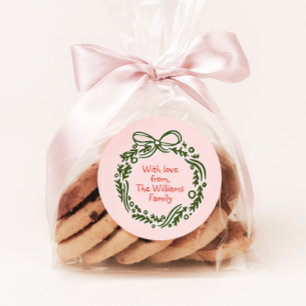 HandGezeichnet Vintag-Pink-Weihnachtsgeschenk-Aufk Runder Aufkleber