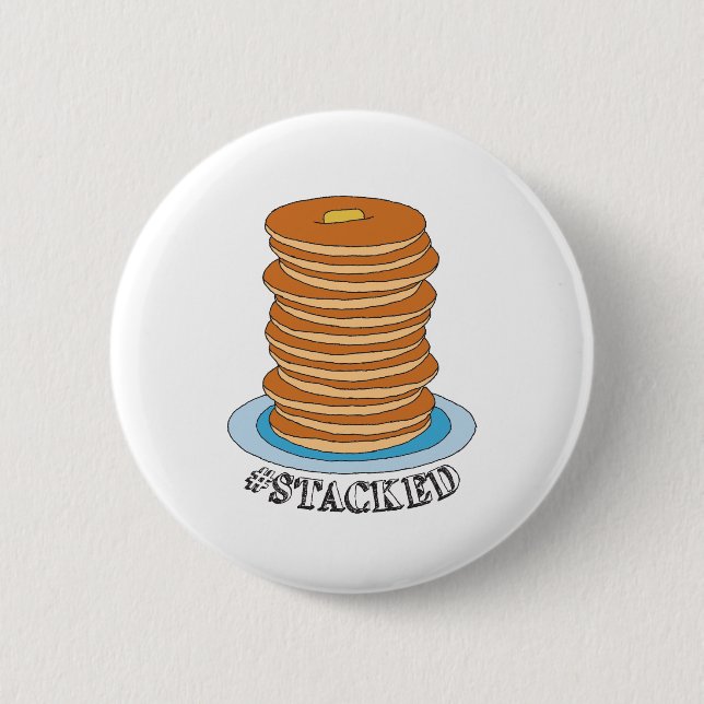 Handgezeichnet Voll Stack Pancakes Clipart Pancake Button (Vorderseite)