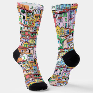 Handgezeichnet von belebter Stadt farbenfrohe Must Socken