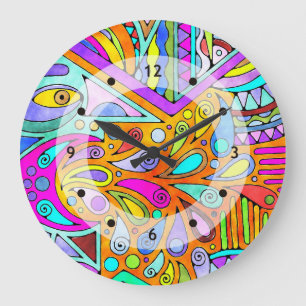 Handgezeichnet von EDDArt - Blah Blah Blah Blah 1 Große Wanduhr