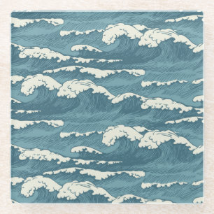 HandGezeichnet Waves Retro-Vintages Muster Glasuntersetzer