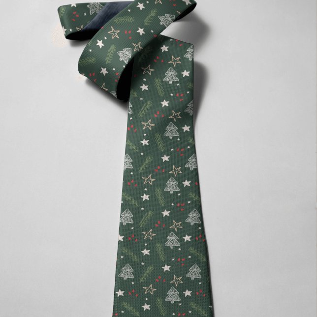 HandGezeichnet Weihnachten Stilvolle Necktie Krawatte (Hand-Drawn Christmas Stylish Necktie on a gray background)