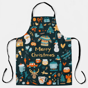 Handgezeichnet Weihnachts- und Neujahrselemente. Schürze