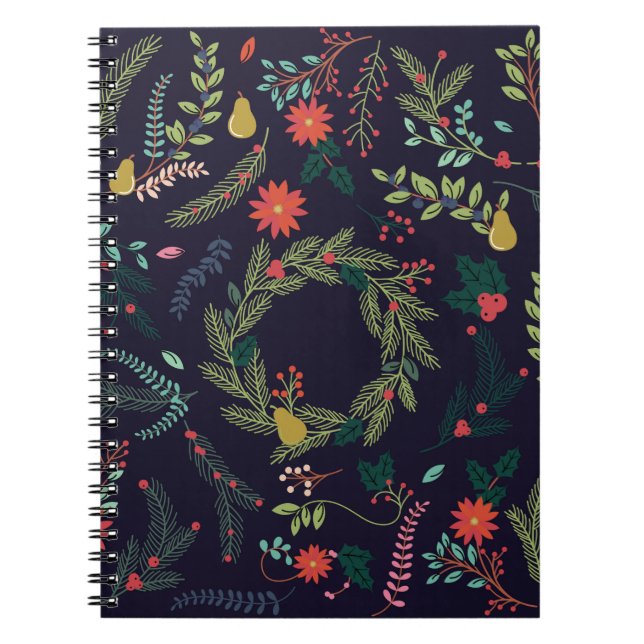 Handgezeichnet Weihnachtsflorale: Vintage Kollekti Notizblock (Vorderseite)