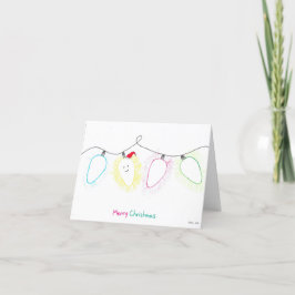 Handgezeichnet Weihnachtsleuchten-Faltkarte Feiertagskarte