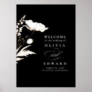 Handgezeichnet Wildblumen Begrüßungszeichen Poster