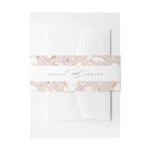 Handgezeichnet Wildblumen Dusty Pink Elegante Hoch Einladungsbanderole