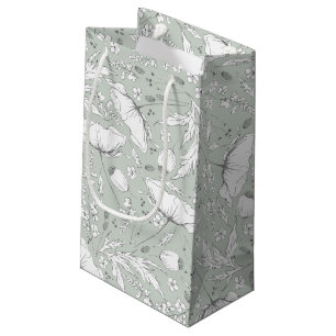 Handgezeichnet Wildblumen Elegant Modern Sage Gree Kleine Geschenktüte
