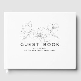 Handgezeichnet Wildblumen Elegant Moderne Gästebuch